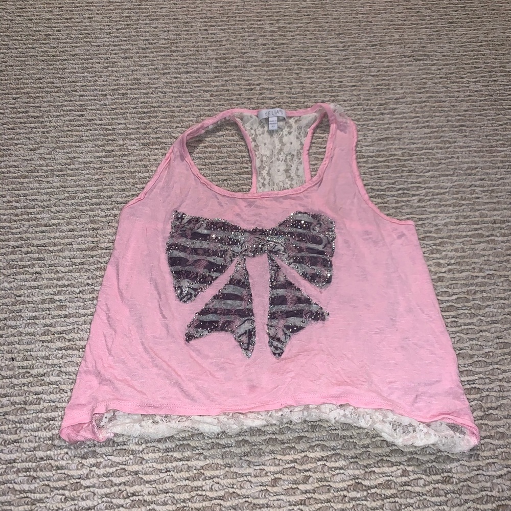 delias pink lacey tank top size xs